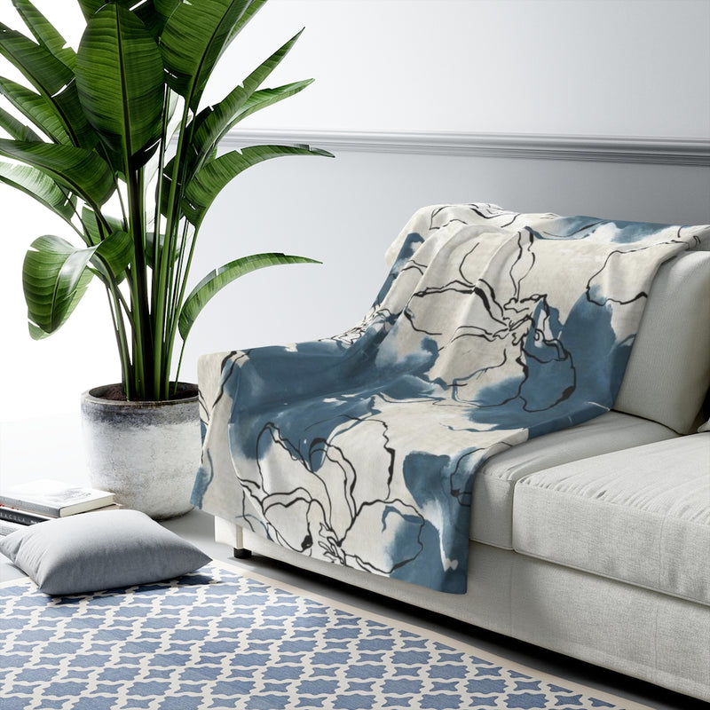 Floral Comfy Blanket | Navy Blue