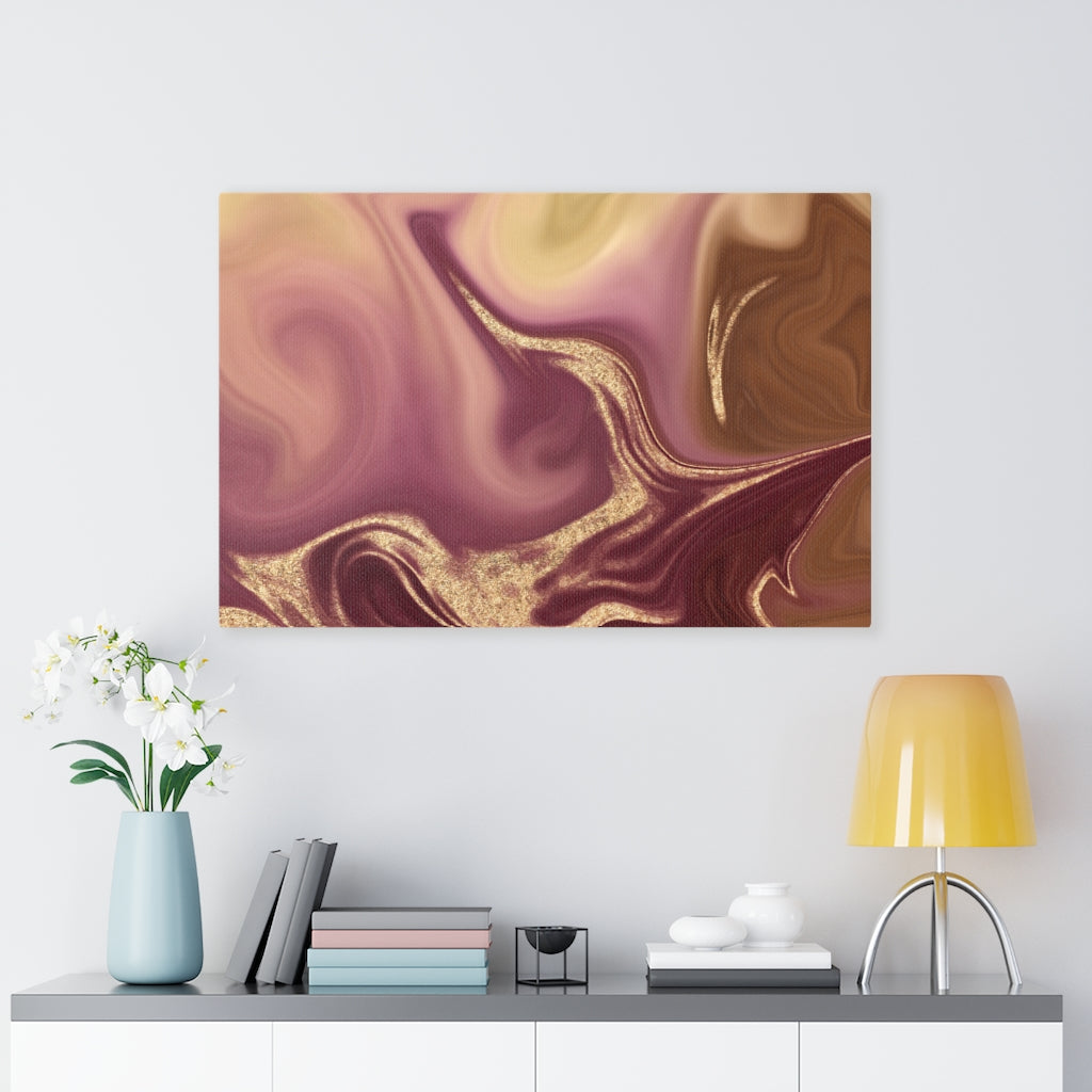 ABSTRACT WALL CANVAS ART | Burgundy Gold Marble