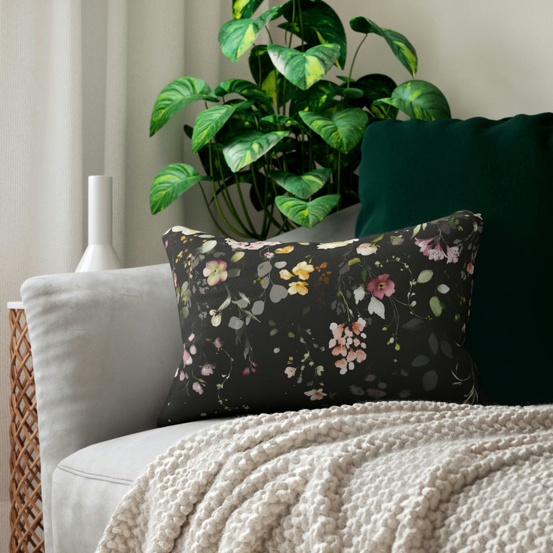 Botanical Lumbar Pillow | Black, Blush, Green Spring Florals