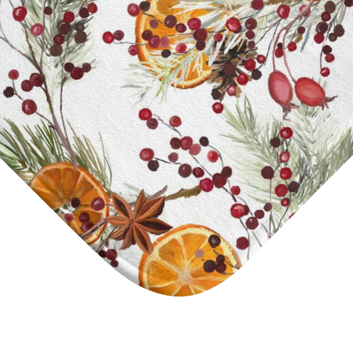 Christmas Bath Mat | White Orange Citrus Mistletoe