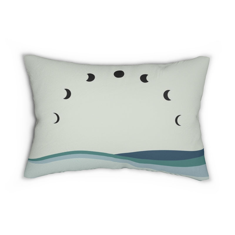 Mystical Boho Lumbar Pillow | Moon Phase Sage Green