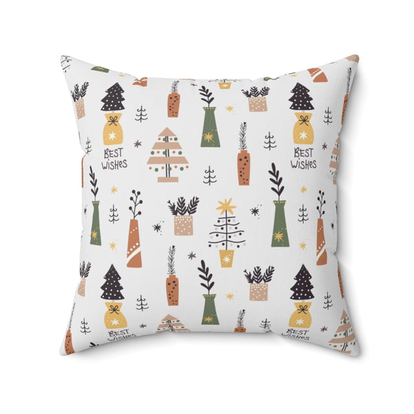 Christmas Square Pillow Cover | White Cute Potted Plants