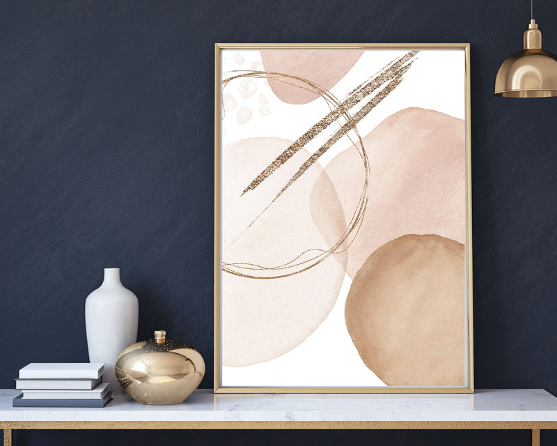 Copy of Abstract Boho Art Prints | Beige Rose Gold