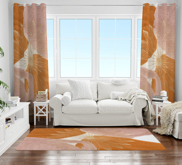 Abstract Window Curtains | Tumeric Orange Pink