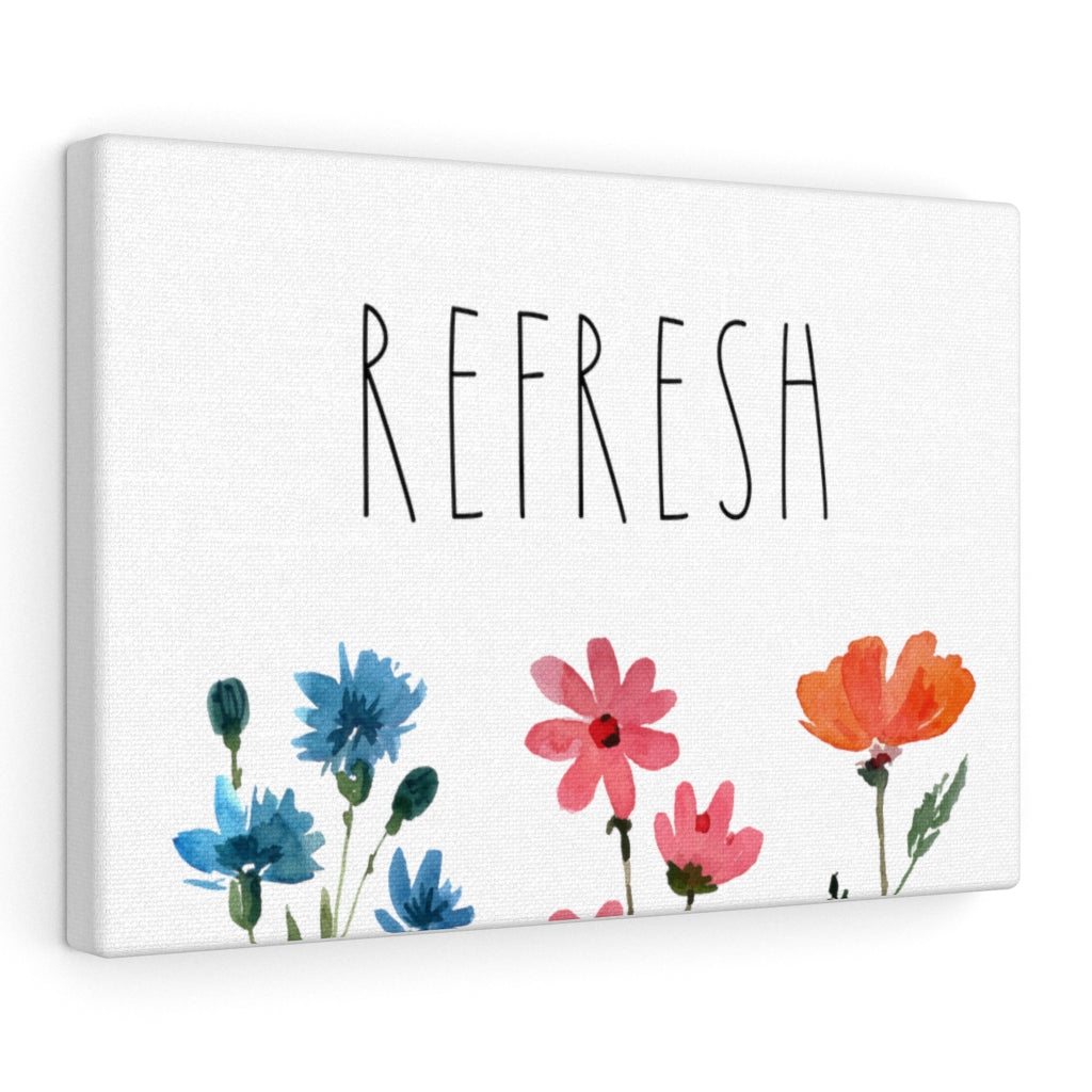 FLORAL WALL CANVAS ART | With Saying | Pink Blue Orange