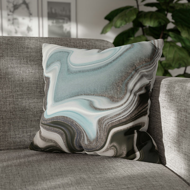 Abstract Boho Pillow Cover | Grey Mint Green | Watercolor