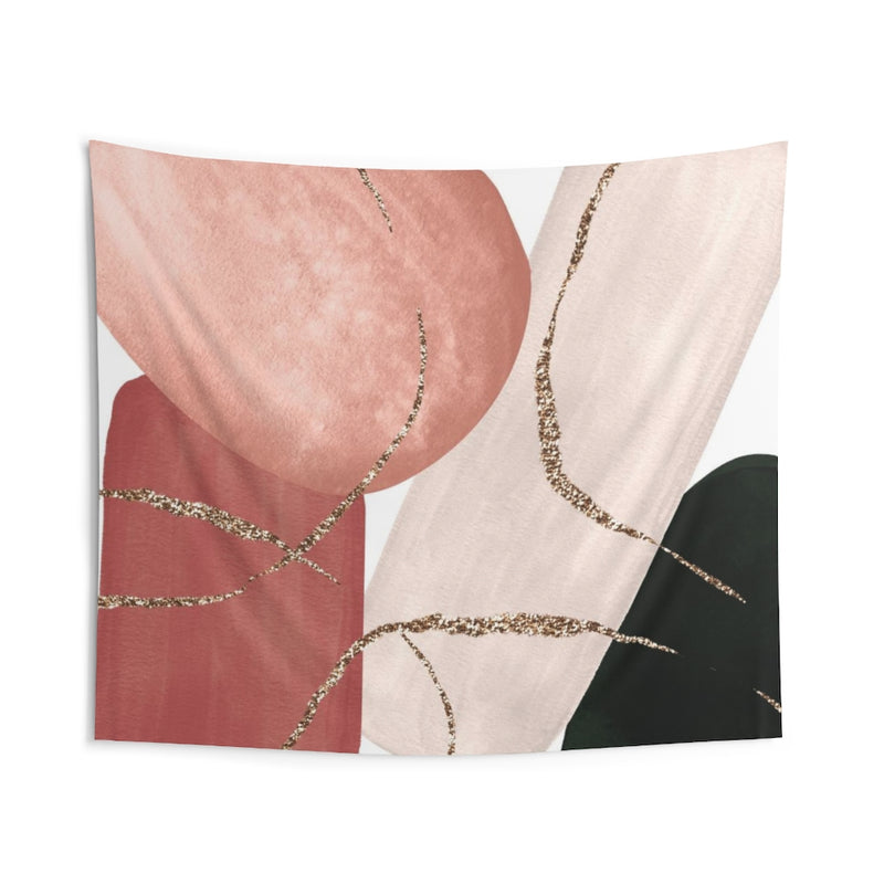 Abstract Tapestry | Blush Pink Black White Gold