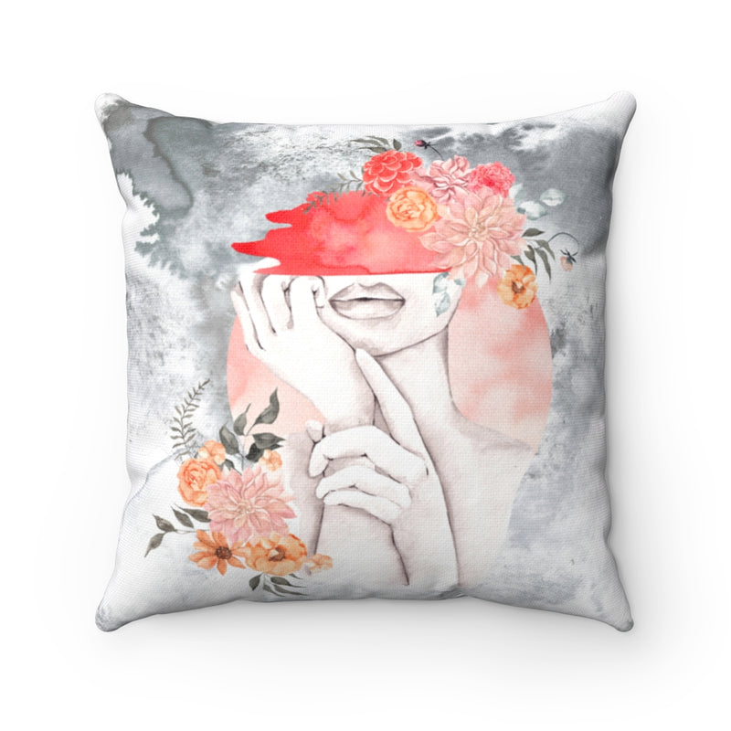Boho Pillow Cover | Grey Pink Brown Female Form
