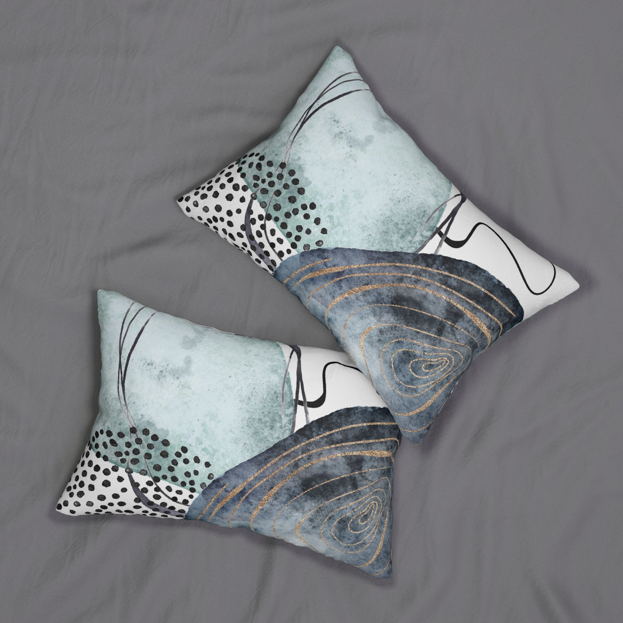 Abstract Lumbar Pillow | Pale Navy Blue, Watercolor