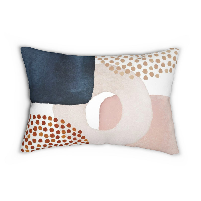 Abstract Boho Lumbar Pillow | Beige Blush Pink Navy Blue