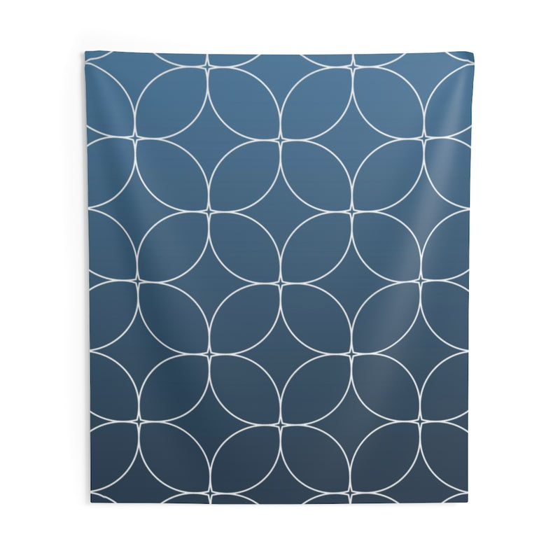 Geometric Tapestry | Navy Blue White