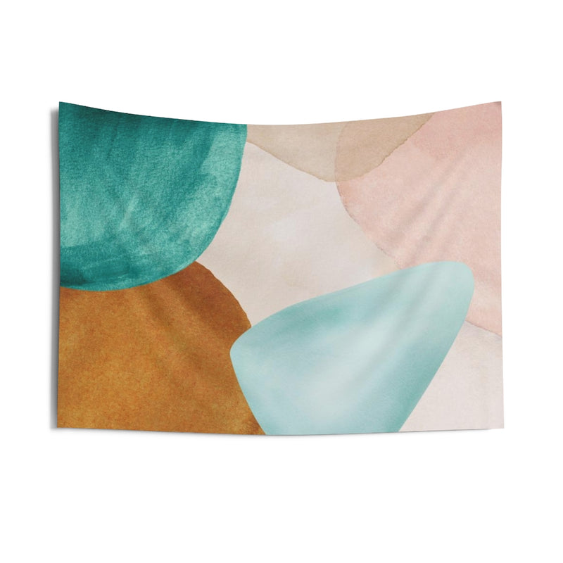 Abstract Tapestry | Beige Blush Pink Teal Green