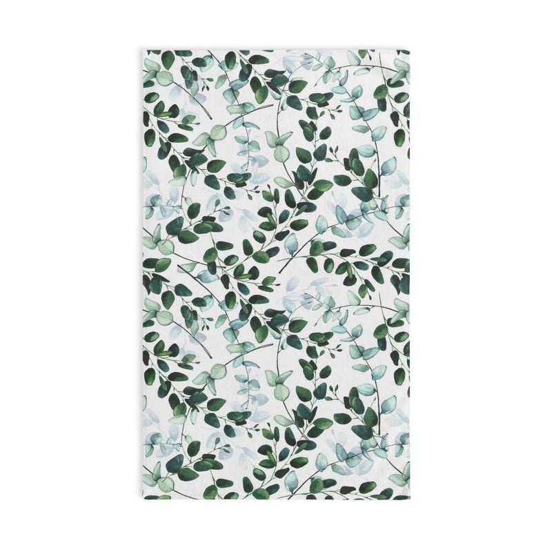 Floral Boho Kitchen, Bath Hand Towel |  Forest Sage Green White