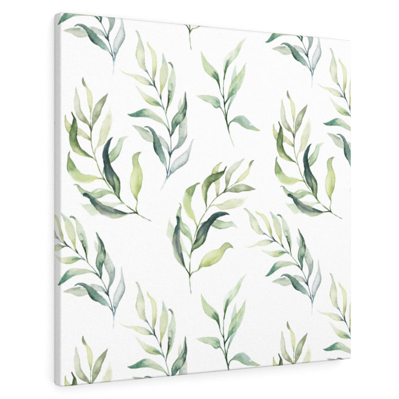 FLORAL CANVAS ART | Green White Leaves