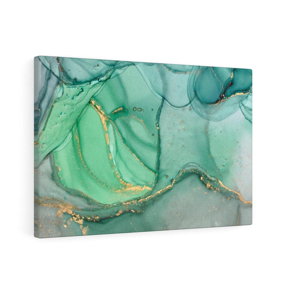 Abstract Canvas Art | Green Gold White