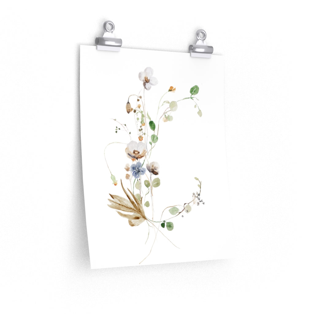 Wild Floral Art Print | green beige white