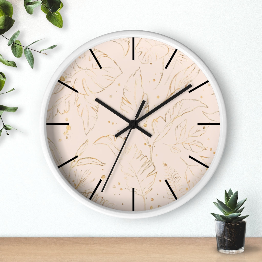 Floral 10" Wood Wall Clock | Blush Pink Gold