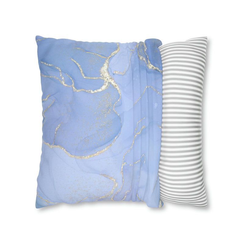 Abstract Boho Pillow Cover | Sky Blue Gold
