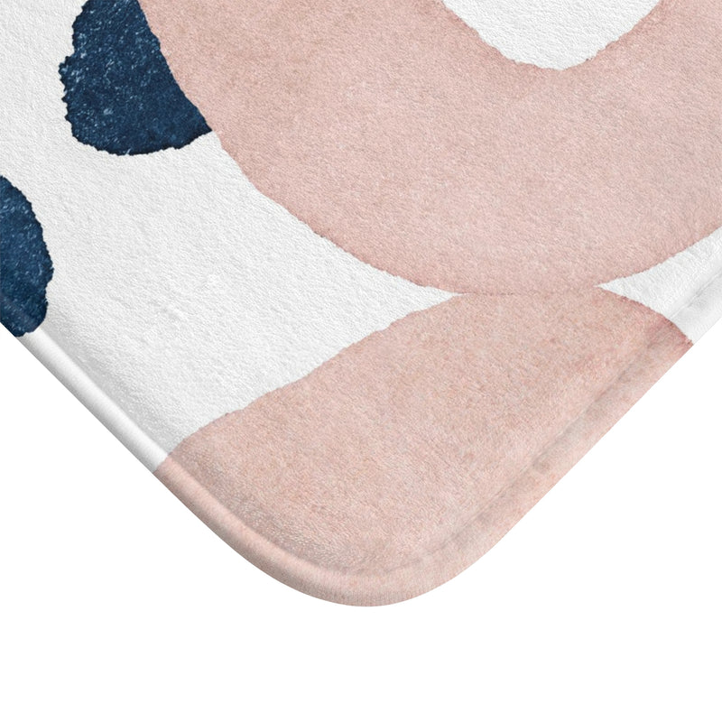 Boho Bath, Kitchen Mat, Rug | Navy Blue, Blush Pink White