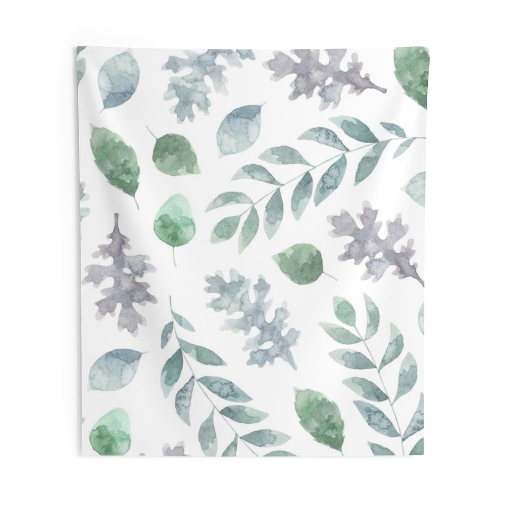 Floral Tapestry | White Purple Green Eucalyptus Leaves