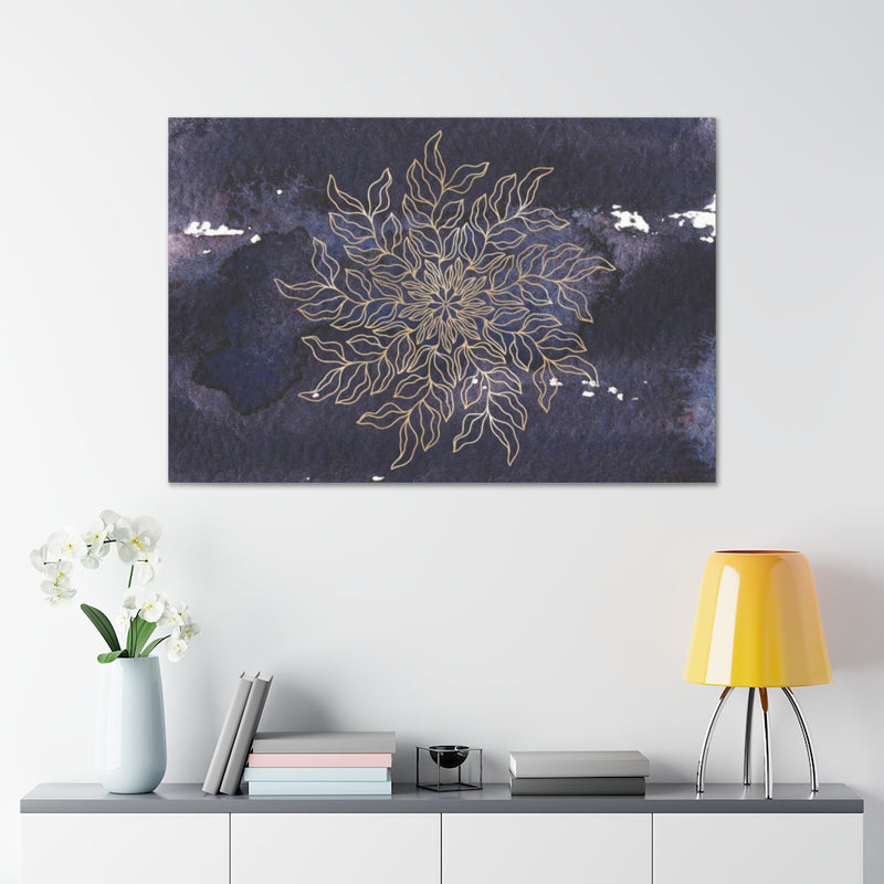 Abstract Canvas Wall Art | Dark Purple Beige Mandala