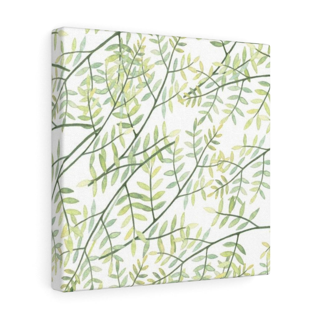 FLORAL WALL CANVAS ART | White Green Yellow Leaves