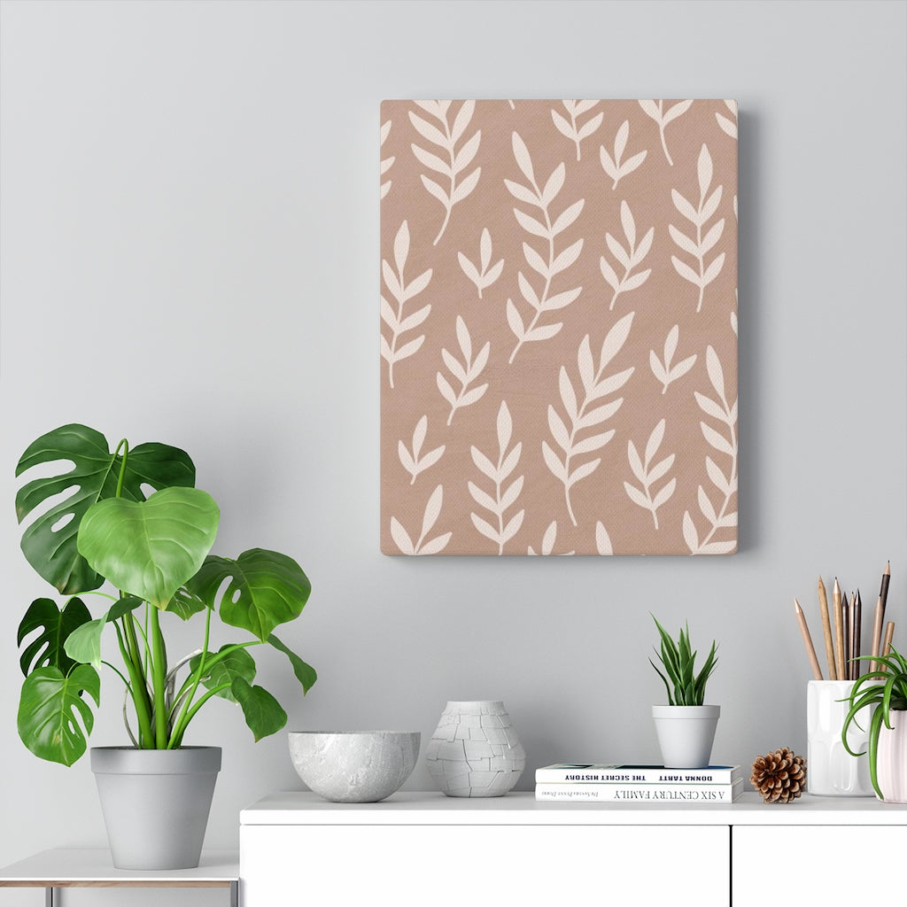 FLORAL WALL CANVAS ART | Beige Leaves