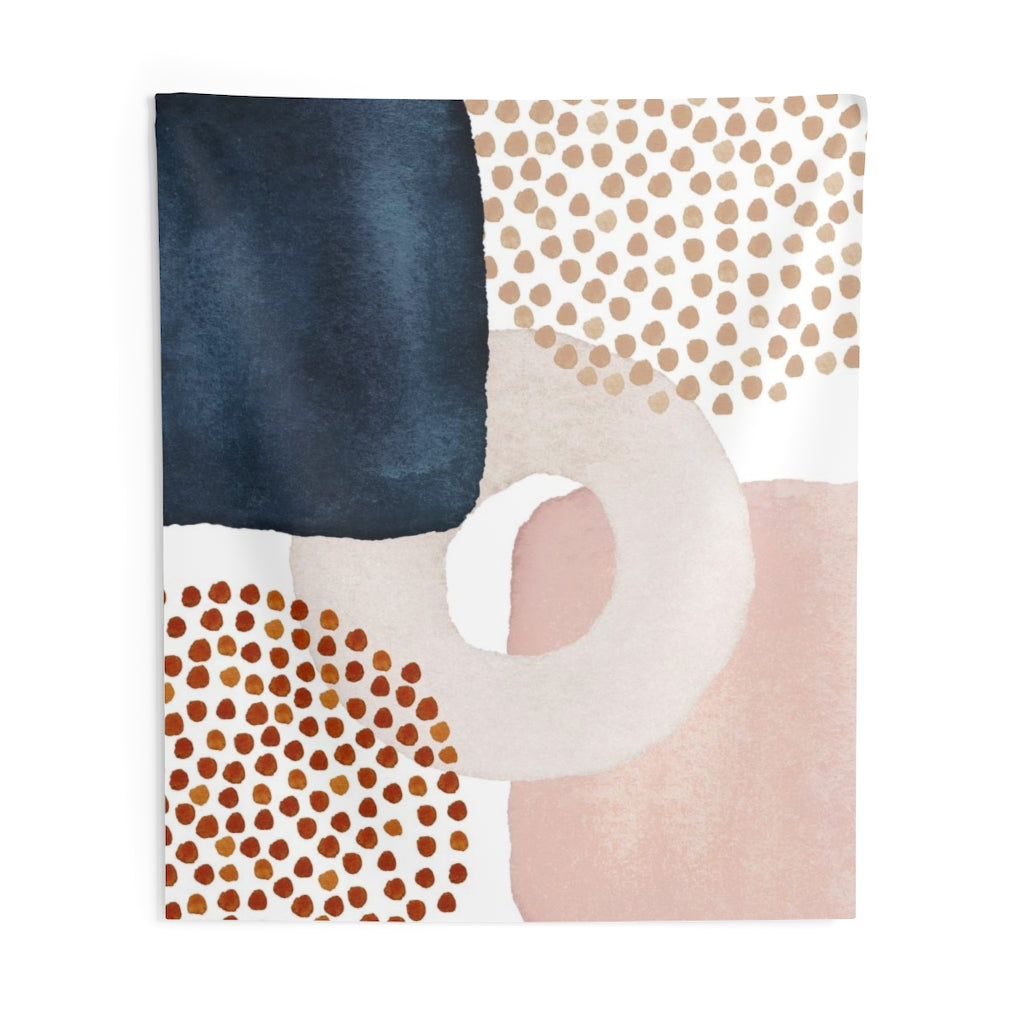 Abstract Tapestry | Navy Blue White Blush Pink Beige