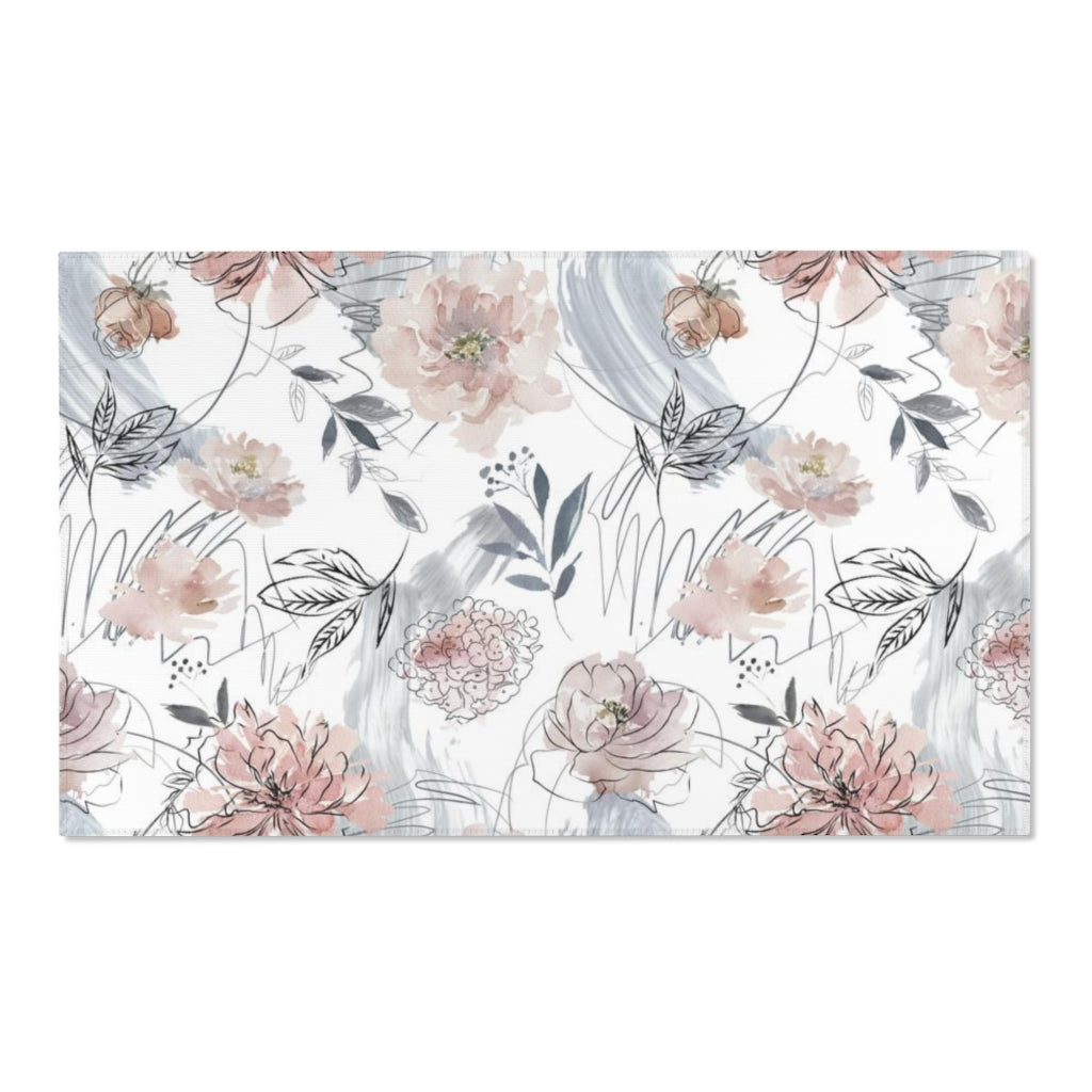 Floral Area Rug | Beige Peonies