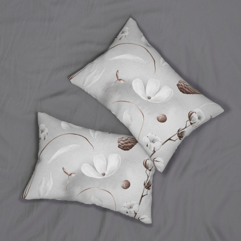 Floral Boho Lumbar Pillow | Grey White