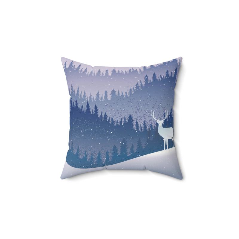 Scandi Nordic Boho Square Pillow Cover | Purple Pink Winter Landscape