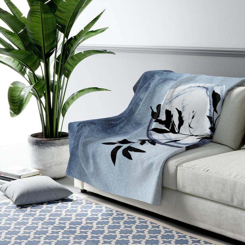 Floral Blanket | Navy Blue Ombre