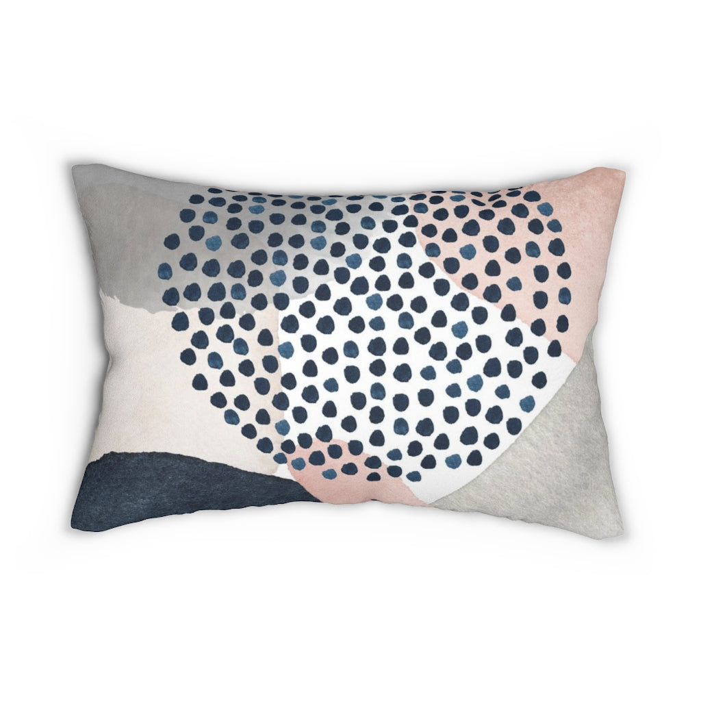 Abstract Boho Lumbar Pillow | Grey Blush Pink Navy Blue