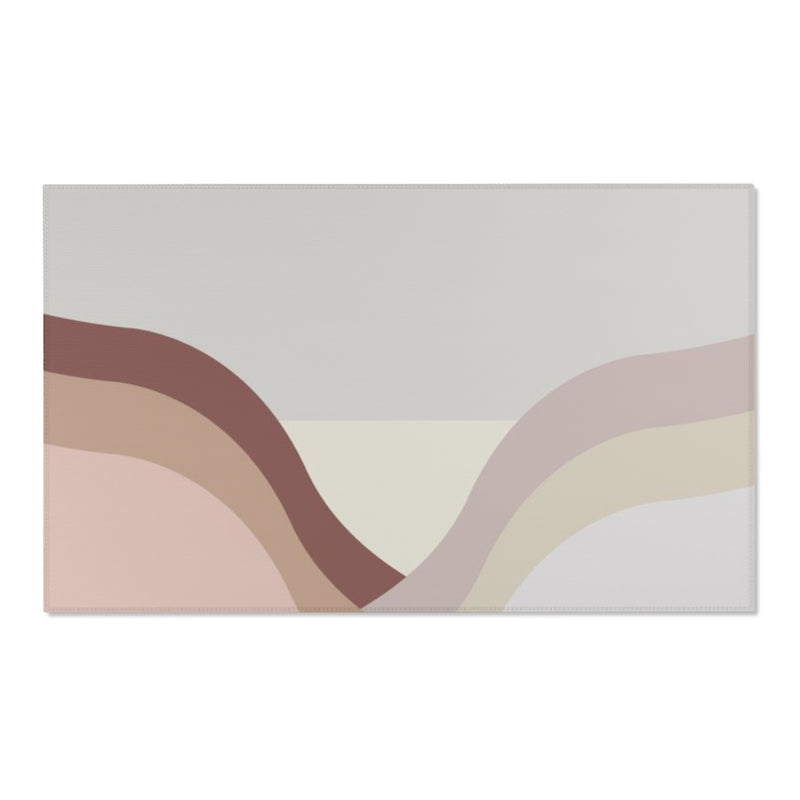 Abstract Boho Area Rug | Beige Gray Brown Pink Hills