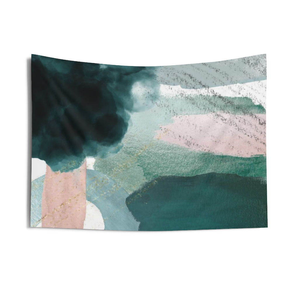 Abstract Tapestry | Green Blush Pink White