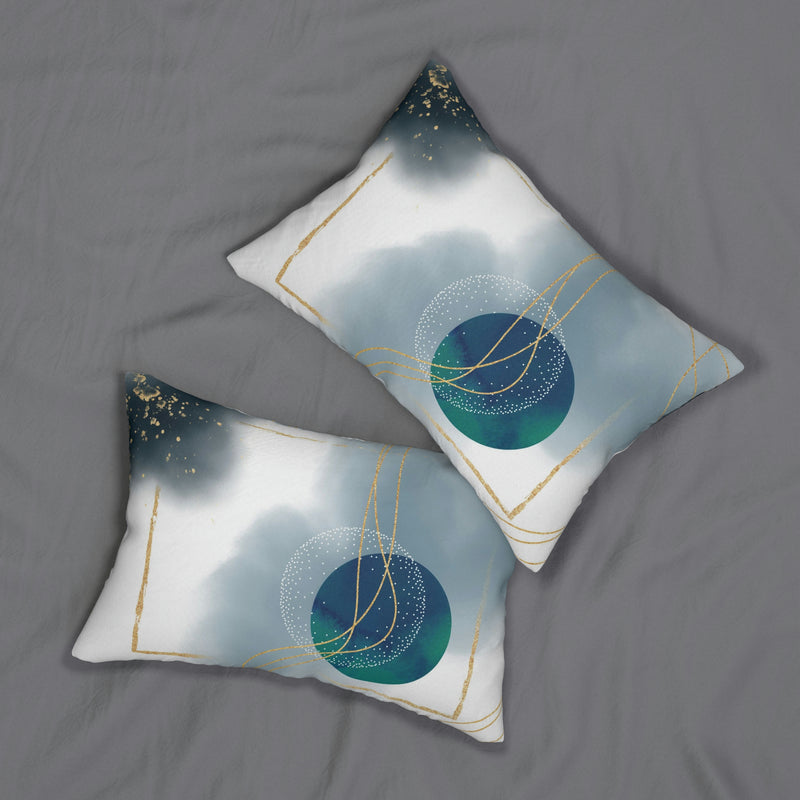 Abstract Lumbar Pillow | Blue Green Ombre