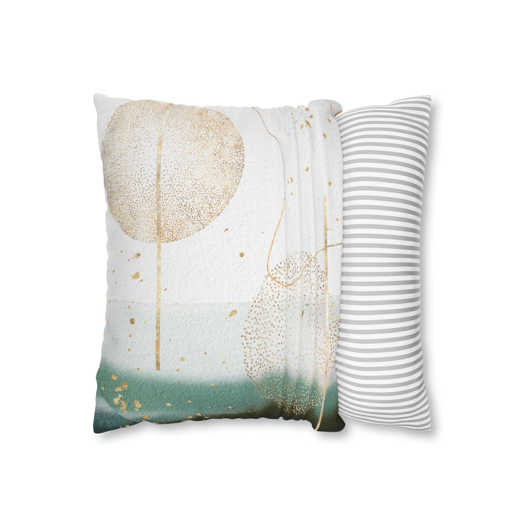 Abstract Boho Pillow Cover | Green Ombre Beige