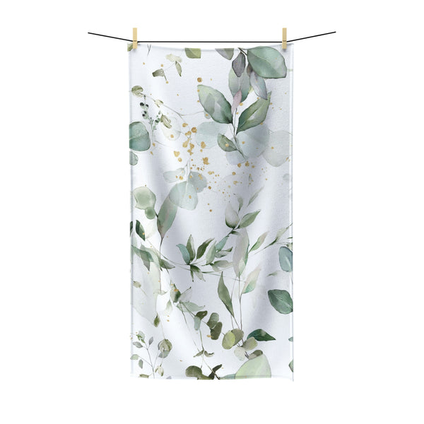 Floral Boho Bath Towel | Eucalyptus Sage Green White