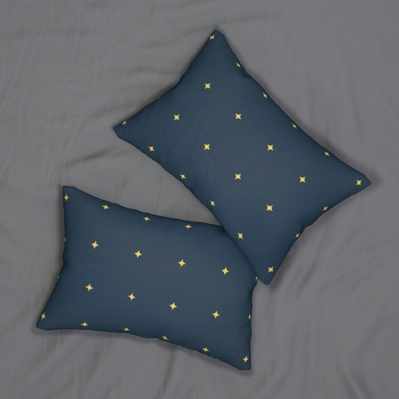 Mid Century Lumbar Pillow | Navy Beige Stars