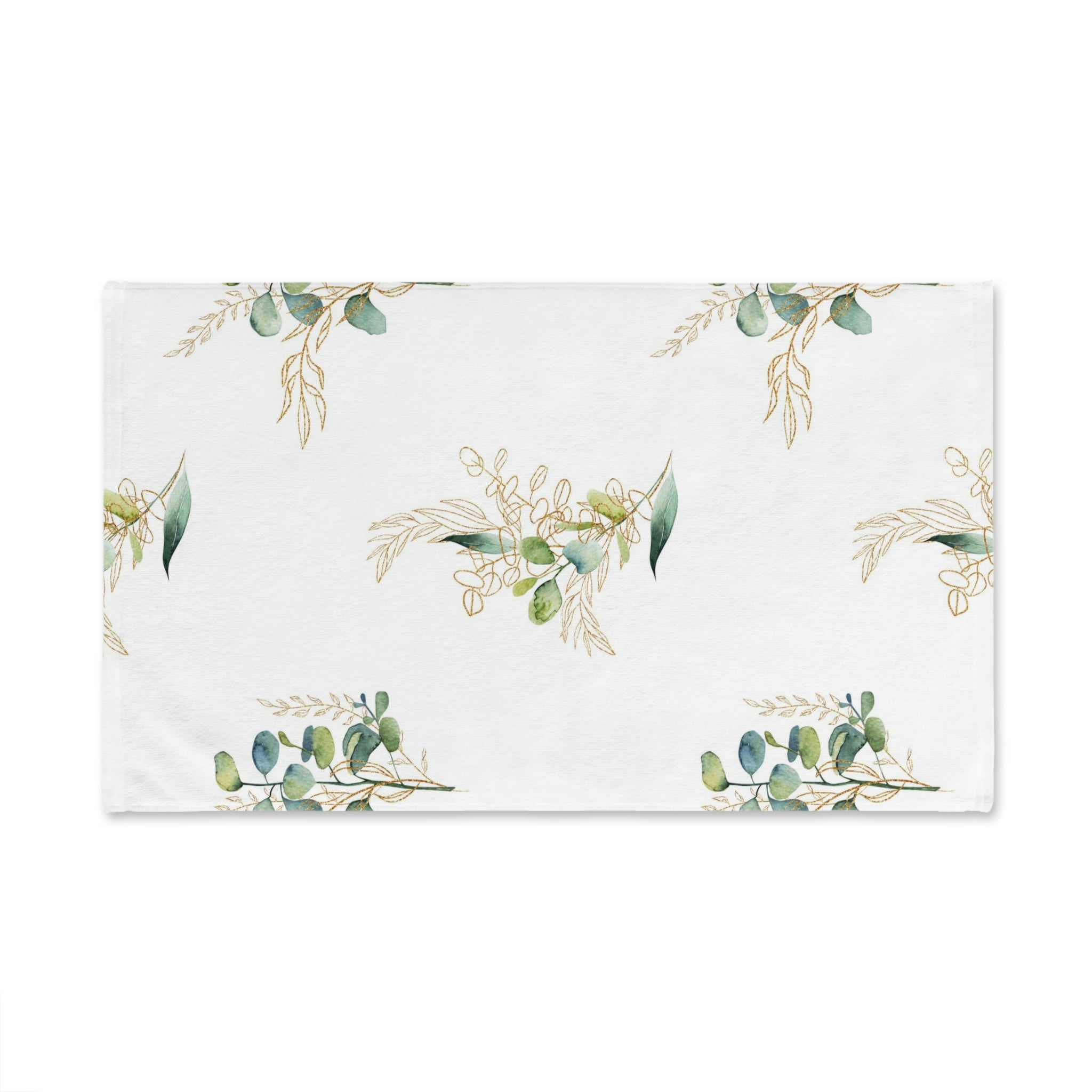 Kitchen, Bath Hand Towel | White Green Eucalyptus Floral