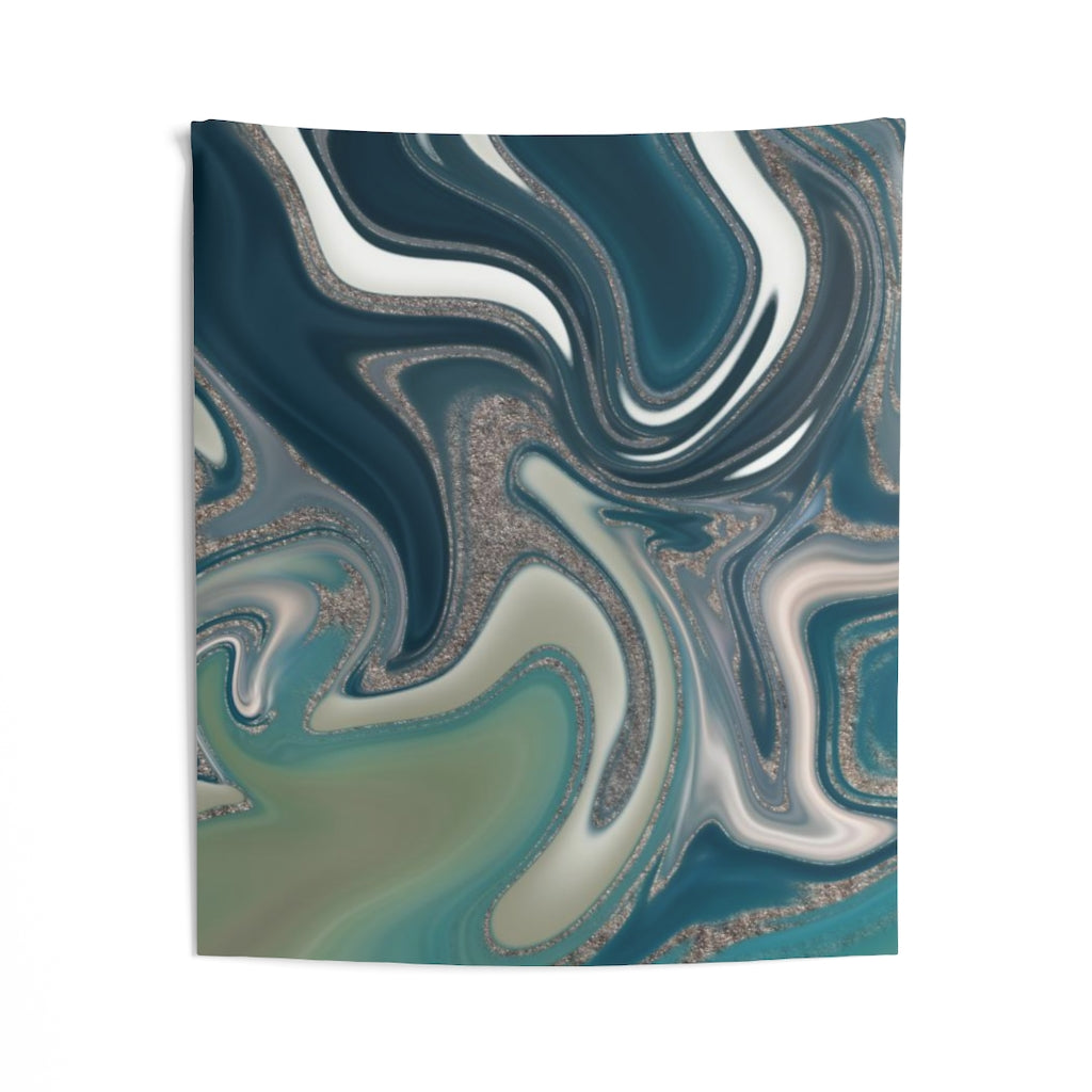 Abstract Tapestry | Green White Lime Teal