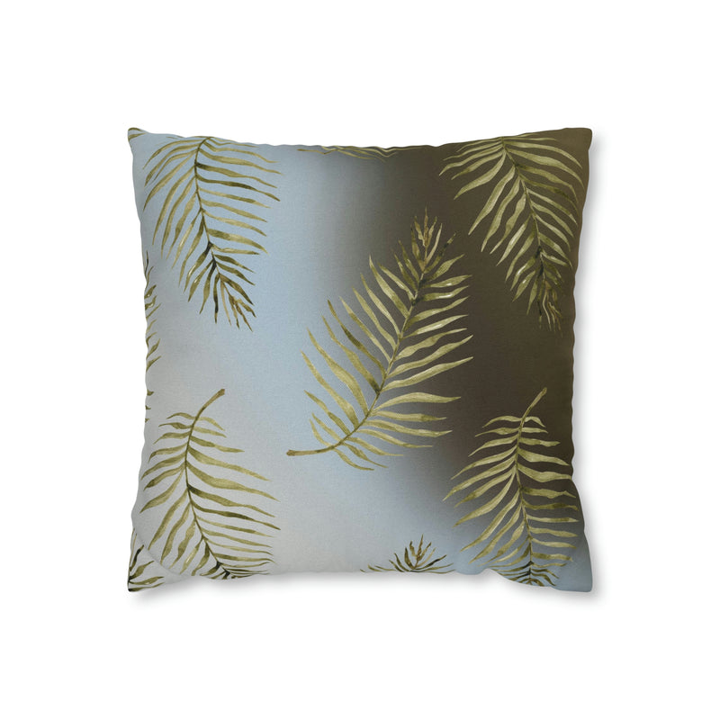 Floral Boho Pillow Cover | Palm Leaves Blue Beige