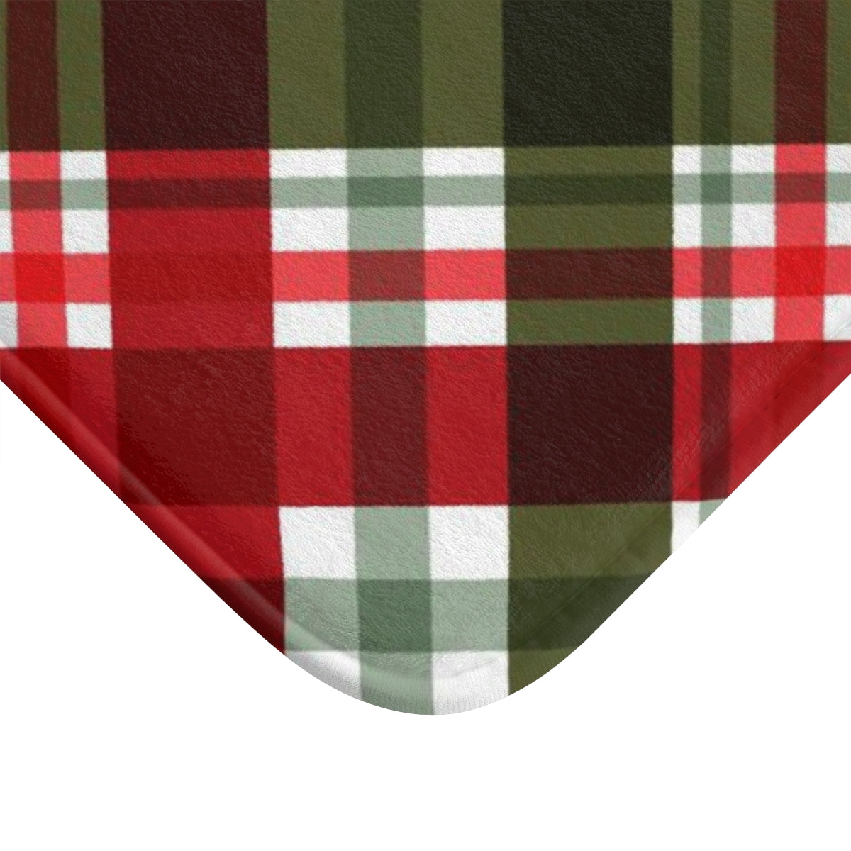 Christmas Bath Mat | Red Green White Plaid Pattern