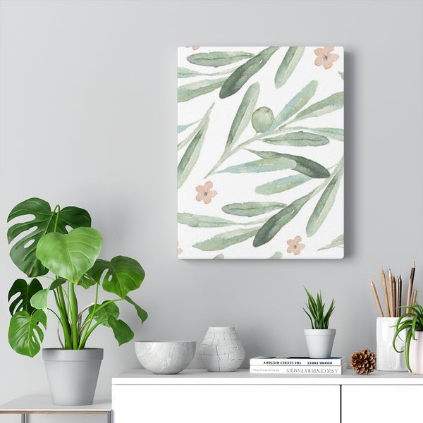 FLORAL WALL CANVAS ART | Green White Pink
