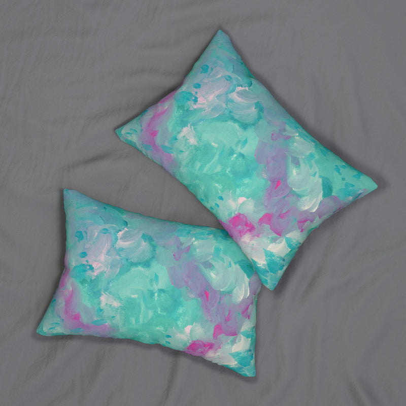 Abstract Lumbar Pillow | Teal Green Pink