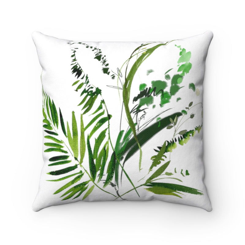 Floral Boho Pillow Cover | Tropical Greenery Palm Leaves White