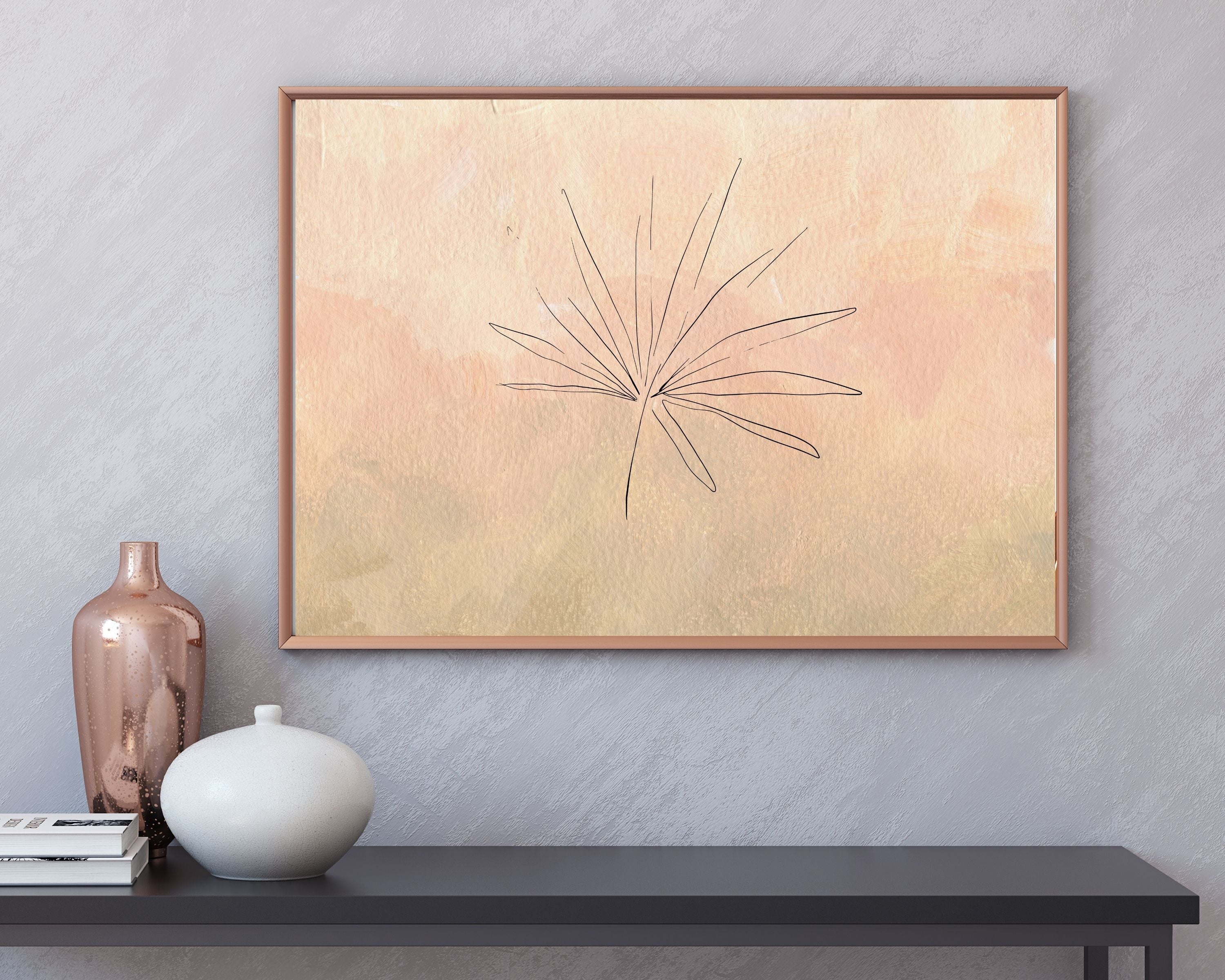 Abstract Terracotta Art Prints | Beige Palm Leaf