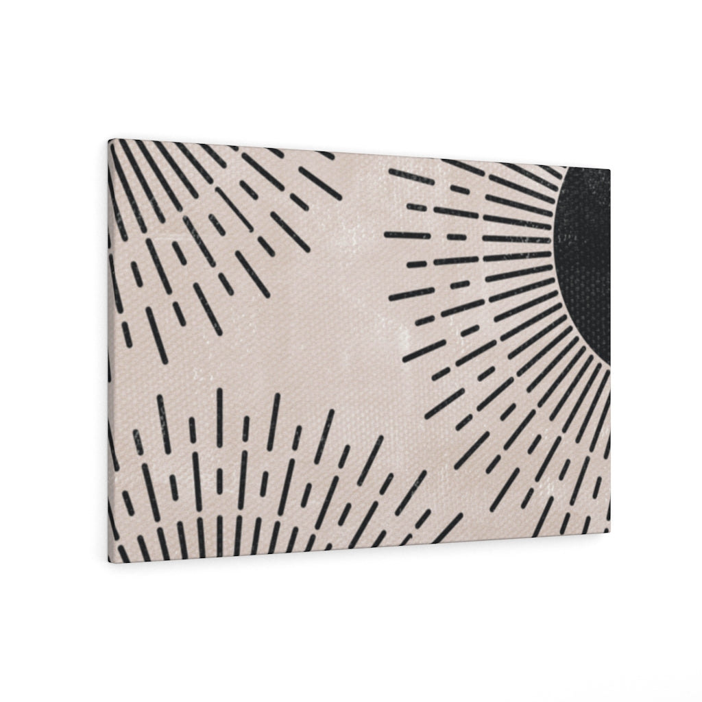 Abstract Canvas Art | Beige Black Sun