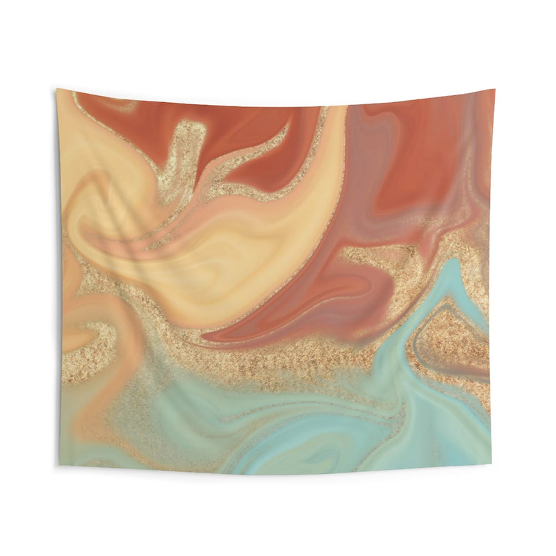 Abstract Tapestry | Teal Gold Rust
