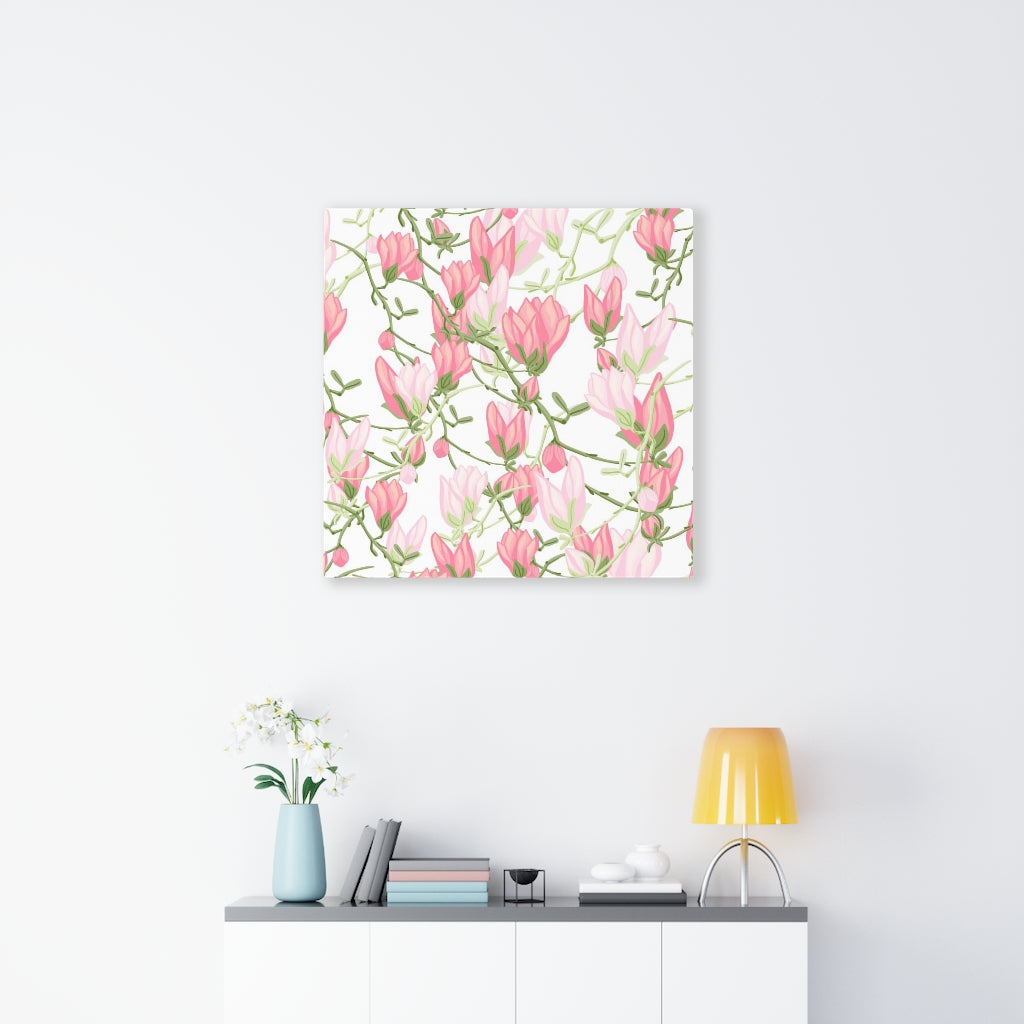 FLORAL CANVAS ART | White Pink Green